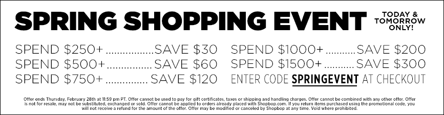Shopbop Spring Shopping Event