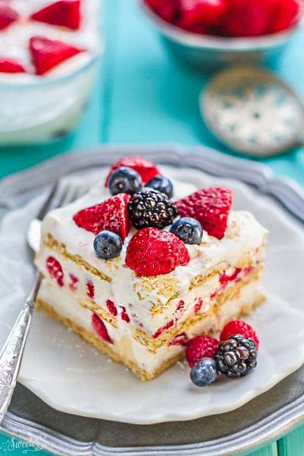 No Bake Berry Ice Box Cake from Life Made Sweater
