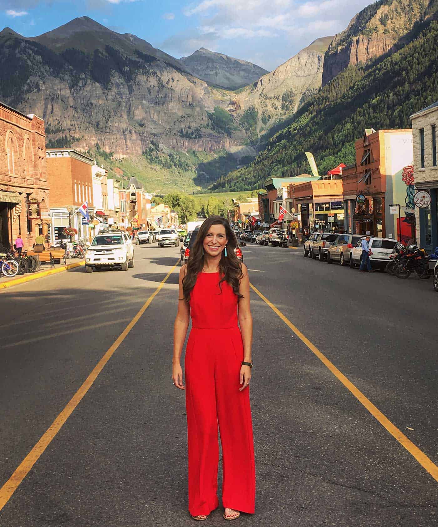 Red Black Halo Jumpsuit in Telluride, CO