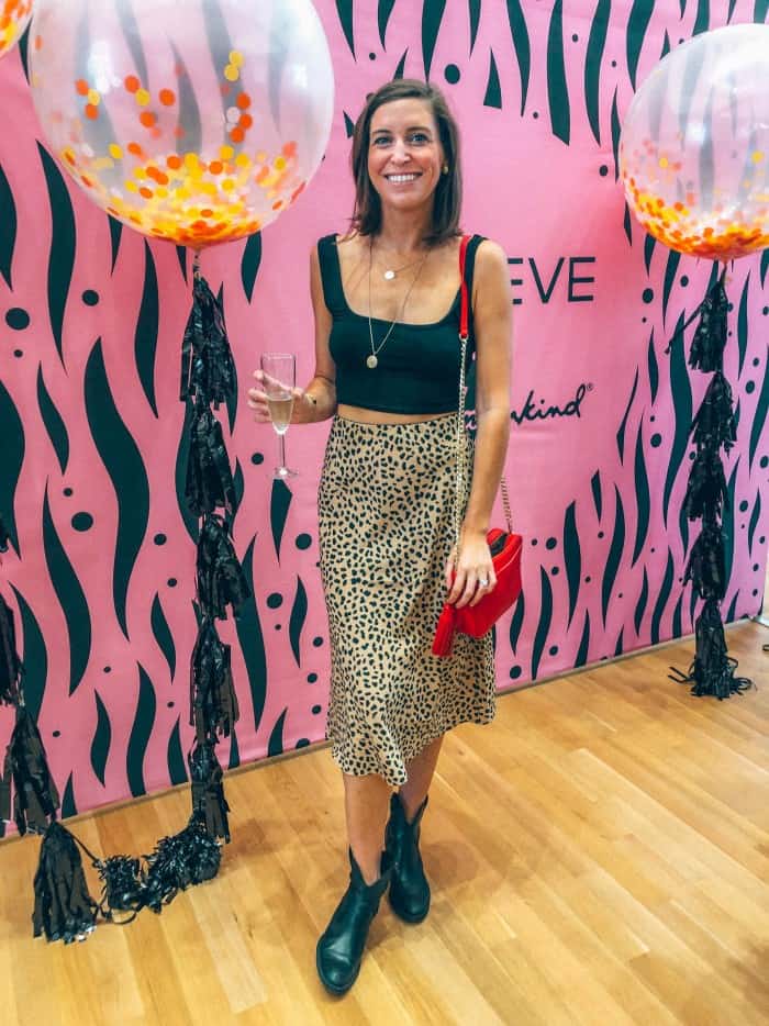 Blue Mountain Belle at NYFW in Leopard Mid Skirt and Crop Top
