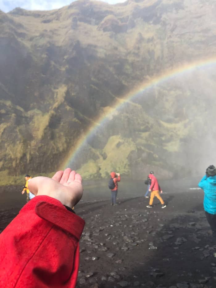 Full Rainbow at Skogafoss Waterfall in Iceland